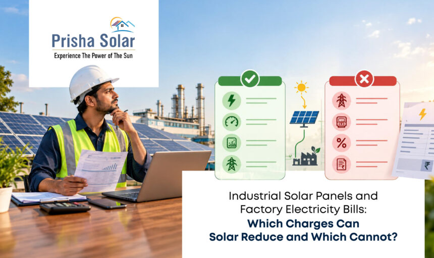 Industrial Solar Panels and Factory Electricity Bills Which Charges Can Solar Reduce and Which Cannot - Prisha Solar