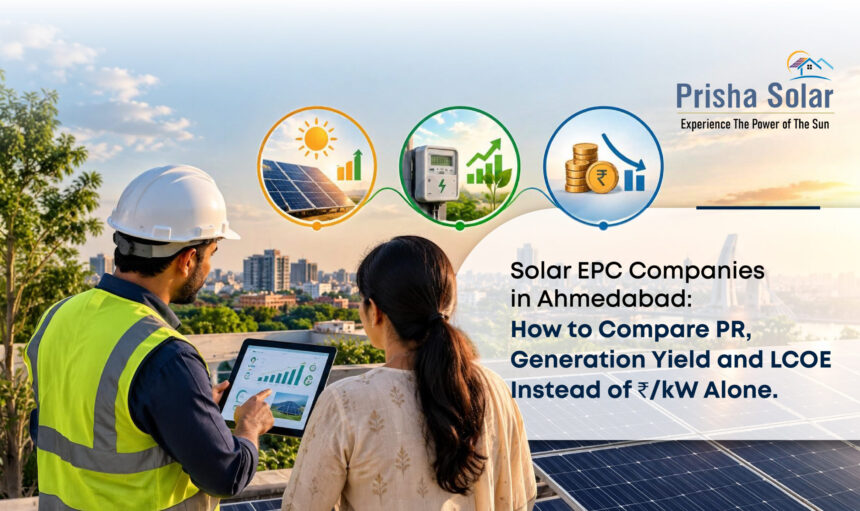 Solar EPC Companies in Ahmedabad How to Compare PR, Generation Yield and LCOE Instead of ₹kW Alone - Prisha Solar