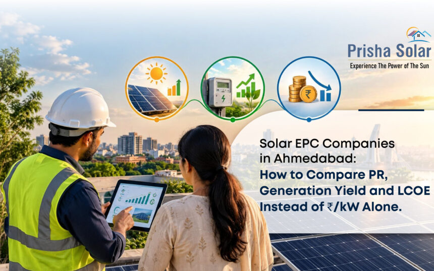 Solar EPC Companies in Ahmedabad How to Compare PR, Generation Yield and LCOE Instead of ₹kW Alone - Prisha Solar Solar EPC Companies in Ahmedabad How to Compare PR, Generation Yield and LCOE Instead of ₹kW Alone - Prisha Solar