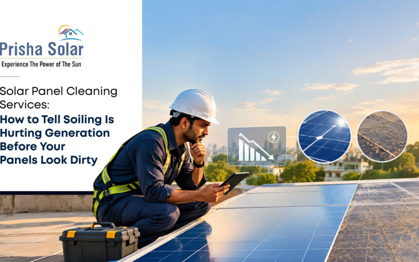 Solar Panel Cleaning Services How to Tell Soiling Is Hurting Generation Before Your Panels Look Dirty - Prisha Solar Solar Panel Cleaning Services How to Tell Soiling Is Hurting Generation Before Your Panels Look Dirty - Prisha Solar