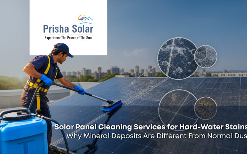 Solar Panel Cleaning Services for Hard-Water Stains Why Mineral Deposits Are Different From Normal Dust - Prisha Solar